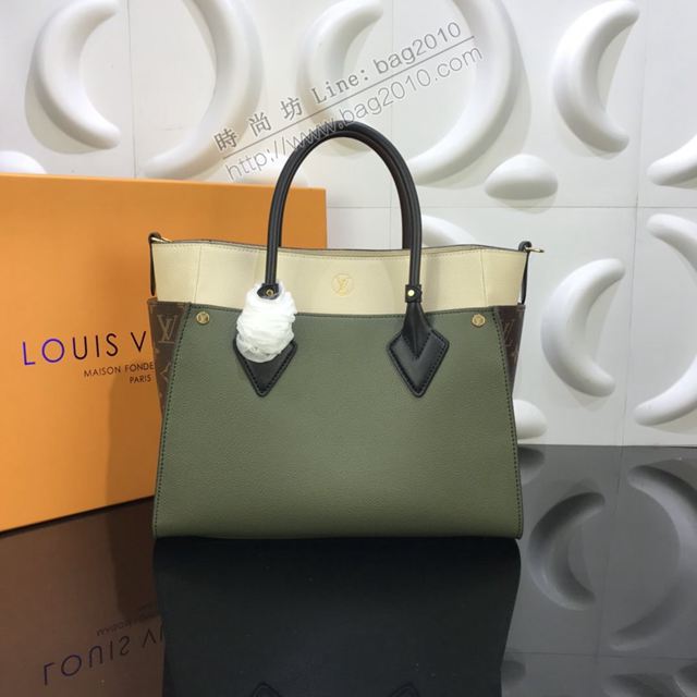 LV包 lv新款大號女手提包 On My Side手袋 小牛皮與經典Monogram帆布 LV肩背包女款  ydh3510